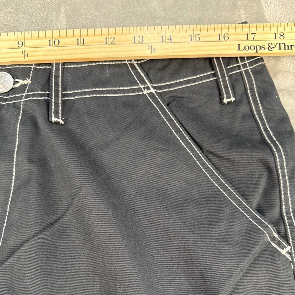 True Religion Cargo Pants Mens 34 Jet Black Contrast Stitch NEW